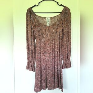 Sadie & Sage Size XS Floral Brown Long Sleeve Dress